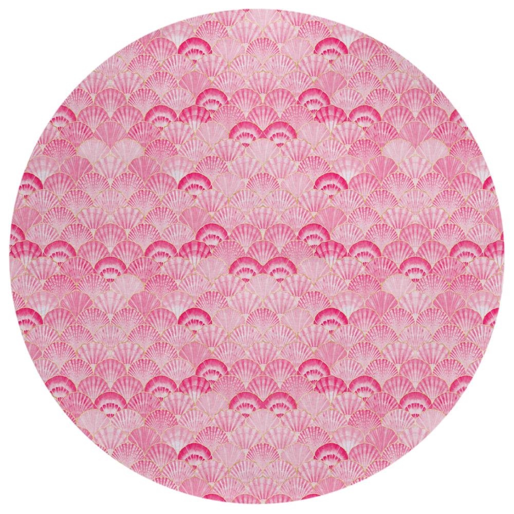 Indooroutdoor Surfside Asr32 Pink Washable 8 X 8 Round Rug