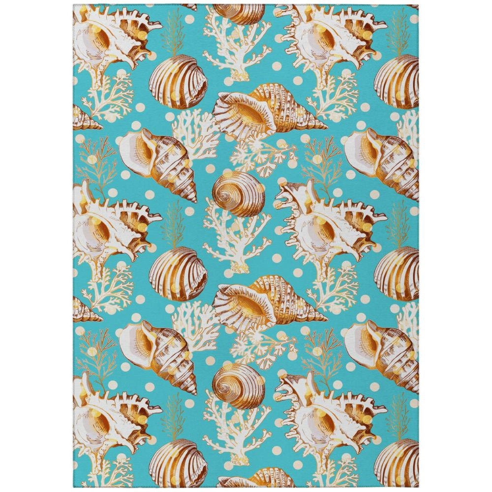 Indooroutdoor Surfside Asr36 Aqua Washable 9 X 12 Rug