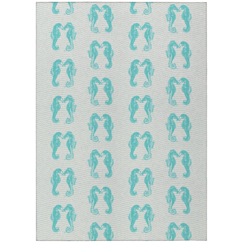 Indooroutdoor Surfside Asr45 Aqua Washable 5 X 76 Rug