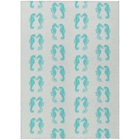 Indooroutdoor Surfside Asr45 Aqua Washable 5 X 76 Rug