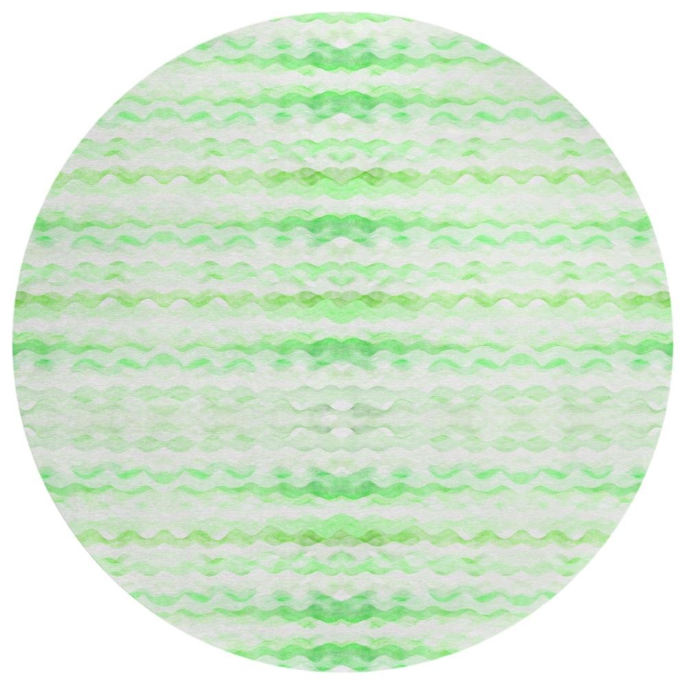 Indooroutdoor Surfside Asr46 Green Washable 8 X 8 Round Rug