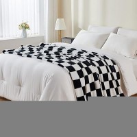 Bedelite Checkered Throw Blanket Twin Size For Couch And Bed  Luxurious Fleece Blanket With Checkerboard Grid Home Decor  Soft Cozy Black And White Warm Blankets For Spring  60