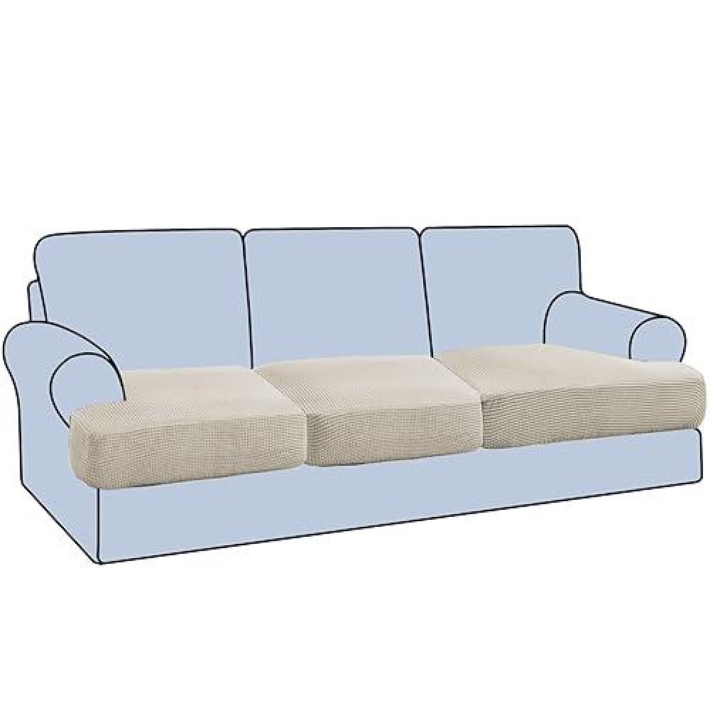 Hversailtex Stretch 3 Piece T Cushion Sofa Slipcovers Individually Sofa Cushion Covers For 3 Cushion Couch Sofa Seat Cushion Co