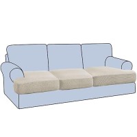 Hversailtex Stretch 3 Piece T Cushion Sofa Slipcovers Individually Sofa Cushion Covers For 3 Cushion Couch Sofa Seat Cushion Co