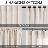 Extra Long Curtain 108 Inches Long 2 Panels Set Back Tab Beige Linen Drapes For Living Room Neutral Farmhouse Light Filtering Se