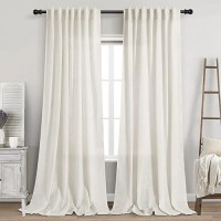 Extra Long Curtains 120 Inch Length 2 Panels Back Tab Neutral Farmhouse Drapes Light Filtering Semi Sheer Linen Curtain 120 Inch