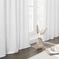 White Linen Curtains 84 Inches Long For Bedroom Back Tab Light Filtering Privacy Sheer White Curtains Modern Farmhouse Coastal D