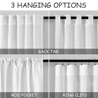 White Linen Curtains 84 Inches Long For Bedroom Back Tab Light Filtering Privacy Sheer White Curtains Modern Farmhouse Coastal D