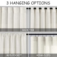 Cream Linen Back Tab Curtains 84 Inch Length For Living Room 2 Panel Set Neutral Modern Farmhouse Window Privacy Semi Sheer Line