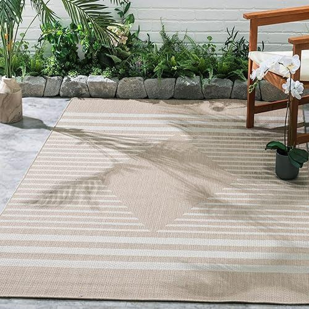 Fh Home Flat Woven Outdoor Rug Waterproof Easy To Clean Stain Resistant Premium Polypropylene Yarn Modern Geometric Kili