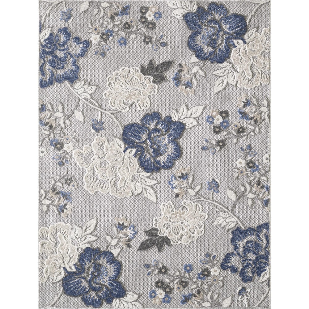 Calla 6938 Grey/Blue Floral Vine Area Rug, Size - 5'3