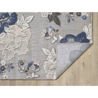 Calla 6938 Grey/Blue Floral Vine Area Rug, Size - 5'3