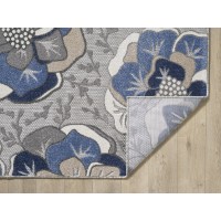 Calla 6935 Grey/Blue Flora Area Rug, Size - 5'3