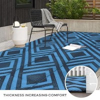 Ashler Outdoor Plastic Straw Rug Waterproof For Patio  Clearance Reversible Camping Mats  9X12 Large Outdoor Area Rugs With Carrying Bag  For Rv  Picnic  Backyard  Indoor  Dark Blue