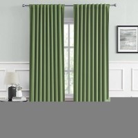 Dualife Blackout Curtains Sage Green For Bedroom Living Room 84 Inches Long - Back Tab And Rod Pocket Thermal Insulated Room Darkening Curtains(2 Panels  52 W X 84 L)