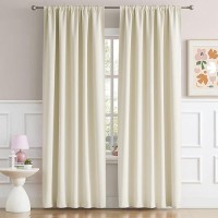 Dualife Cream Blackout Curtains 90 Inch Long 2 Panels Set Back Tab Loop Rod Pocket Thermal Insulated Room Darkening Curtains For Living Room 52 X 90 Inch