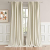 Dualife Cream Beige Curtains 108 Inch Length - Back Tab/Rod Pocket Blackout Window Drapes For Bedroom Thermal Insulated Room Darkening Curtains For Living Room (52 X 108 Inches Long  2 Panels)