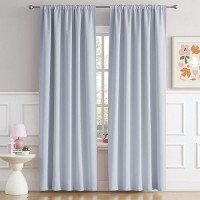 Dualife Silver Grey Blackout Curtains For Bedroom Thermal Insulated Window Treatment Panels Room Darkening Blackout Drapes For Living Room Back Tab/Rod Pocket  52 By 84 Inch  2 Panels