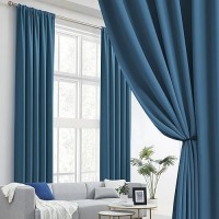 Dualife Extra Long Blackout Curtains - 11 Ft Length High Ceiling Thermal Insulated Back Tab/Rod Pocket Room Darkening Drapes For Living Room (52 By 132 Inches Long  Midnight Blue 2 Pcs)