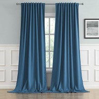 Dualife Extra Long Blackout Curtains - 11 Ft Length High Ceiling Thermal Insulated Back Tab/Rod Pocket Room Darkening Drapes For Living Room (52 By 132 Inches Long  Midnight Blue 2 Pcs)