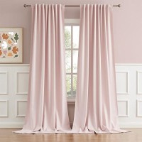 Dualife Back Tab And Rod Pocket Curtains 120 Inches Long - Thermal Insulated Living Room Blackout Curtains Panels For Girls Room Nursery (52 By 120 Inch  2 Panels  Baby Pink)