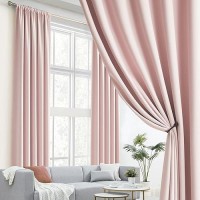 Dualife 102 Inch Curtains Pink - Room Darkening Drapes For Nursery  Light Blocking Curtain Panels For Bedroom Girl Room (Baby Pink  52 Inches Width By 102 Inches Length  1 Pair)