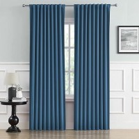 Dualife 96 Inch Blackout Curtains - Back Tab & Rod Pocket Thermal Insulated Bedroom Curtains Boho Decor Window Covering Drapes For Hall Living Room W52 X L96  2 Pcs  Peacock Midnight Blue