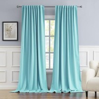 Dualife Curtains For Bedroom Rod Pocket And Back Tab Thermal Insulated Window Treatment Panels Room Darkening Blackout Drapes For Living Room 52 X 132 Inch  Aqua  2 Panels Set