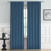 Dualife Denim Blue Blackout Curtain Panels 84 Inch Length 2 Panels Set - Back Tab Curtains For Boys Bedroom Thermal Insulated Light Blocking Room Darkening Drapes 52W X 84L