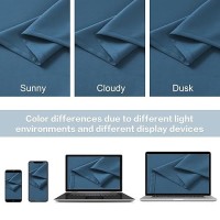 Dualife Denim Blue Blackout Curtain Panels 84 Inch Length 2 Panels Set - Back Tab Curtains For Boys Bedroom Thermal Insulated Light Blocking Room Darkening Drapes 52W X 84L