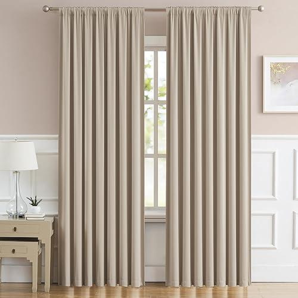 Dualife Warm Taupe Back Tab Curtains 84 Inches Long 2 Panels  Pinch Pleated Look Vertical Blinds Window Curtains For Patio Sliding Glass Door 70 Inch Wide Privacy Draperies 70 X 84 Inch  Rose Tan