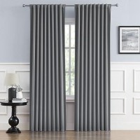 Dualife 90 Inch Curtains Grey Thermal Insulated Blackout Curtains  Back Tab And Rod Pocket Room Darkening Curtains For Bedroom 52W X 90L  Grey  2 Panels