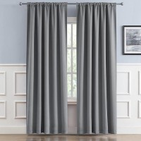 Dualife 90 Inch Curtains Grey Thermal Insulated Blackout Curtains  Back Tab And Rod Pocket Room Darkening Curtains For Bedroom 52W X 90L  Grey  2 Panels