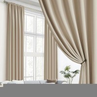 Dualife Extra Long Room Darkening Curtains Rod Pocket/Back Tab 120 Inches Long Triple Weave Microfiber Privacy Draperies 52X120 Inch 2 Panels