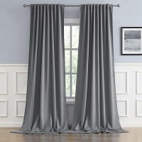 Dualife 132 Inch Curtains Extra Long Back Tab And Rod Pocket (Medium Grey Color) Thermal Insulated Blackout Curtains 52 By 132 Inch 11 Ft Custom Made 2 Panels Set  Window Drapes For Bedroom