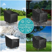 Takytao Patio Chair Covers 34W X 39 D X 34H  Outdoor Chair Covers Waterproof  Lounge Deep Seat Cover  Lawn Chair Covers  Patio Furniture Covers   Rain Snow Dust Wind-Proof(2 Pack  Black)