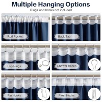 Dualife 90 Inch Blackout Curtains Navy Blue Thermal Insulated Widow Treatment Panels/Drapes Back Tab/Rod Pocket Bedroom Draperies  W52 X L90 Each Panel  2 Panels