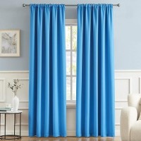 Dualife Back Tab Blue Blackout Curtains 84 Inch Length For Bedroom 2 Panels Set Thermal Insulated Room Darkening Window Curtain Drapes For Living Room Boys Rod Pocket