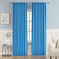 Dualife Back Tab Blue Blackout Curtains 84 Inch Length For Bedroom 2 Panels Set Thermal Insulated Room Darkening Window Curtain Drapes For Living Room Boys Rod Pocket