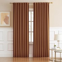 Dualife Caramel Curtains 2 Panels Set  Room Darkening Mid Century Cognac Modern Decor Back Tab Pocket Pleated Boho Curtains For Bedroom Home Office Brown Orange 52 By 84 Inch Length