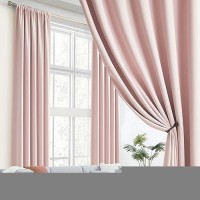 Dualife Back Tab And Rod Pocket Curtains 108 Inches Long - Thermal Insulated Living Room Blackout Curtains Panels For Girls Room Nursery (52 By 108 Inch  2 Panels  Baby Pink)