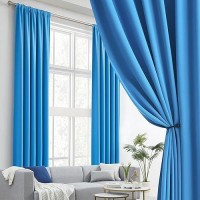 Dualife Living Room Window Draperies Privacy Protection & Noise Reducing Sliding Door Curtains Patio Glass Door Drapes(Blue Back Tab & Rod Pocket 2 Panels 52W X 120L)