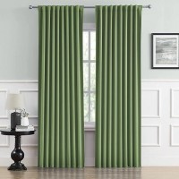 Dualife 96 Inch Curtains Sage Long Back Tab/Rod Pocket Room Darkening Curtain Panels Window Drapes Light Blocking 52 X 96 Inch Length 2 Panels Set