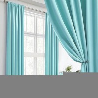 Dualife 2 Panels Extra Long Curtains For Home Decor - 108 Inches Long Room Darkening Draperies For Kids Living Room 52W X 108L  Aqua