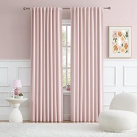 Dualife Cute Pink Room Darkenig Curtains 90 Inches Long - Rose Blush Curtains Blackout Pastel Pink Light Blocking Drapes For Girls Bedroom Nursery 52 By 90 Inch  2 Panels  Back Tab/Rod Pocket