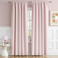 Dualife Cute Pink Room Darkenig Curtains 90 Inches Long - Rose Blush Curtains Blackout Pastel Pink Light Blocking Drapes For Girls Bedroom Nursery 52 By 90 Inch  2 Panels  Back Tab/Rod Pocket