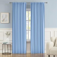 Dualife Light Sky Blue Curtains Room Darkening Curtains  Rod Pocket And Back Tab Thermal Insulated Curtains 52X96 Inch  2 Panels