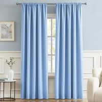 Dualife Light Sky Blue Curtains Room Darkening Curtains  Rod Pocket And Back Tab Thermal Insulated Curtains 52X96 Inch  2 Panels