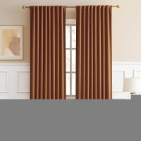 Dualife Retro Brown Orange Curtains 90 Inches Long  Vintage Brown Curtain Drapes Back Tab And Rod Pocket Curtain Panels For Bedrooom Living Room Dark Oak