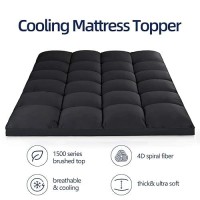 Mattress Topper Full For Back Pain  Extra Thick Mattress Pad Cover  Plush Pillow Top Overfilled With Down Alternative  Deep Elastic Pocket  Black